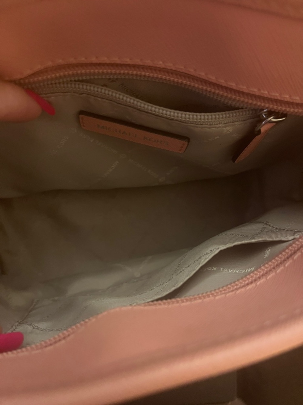 Michael Kors Beige MK Logo Tote with Pink Trim - Picture 2 of 5